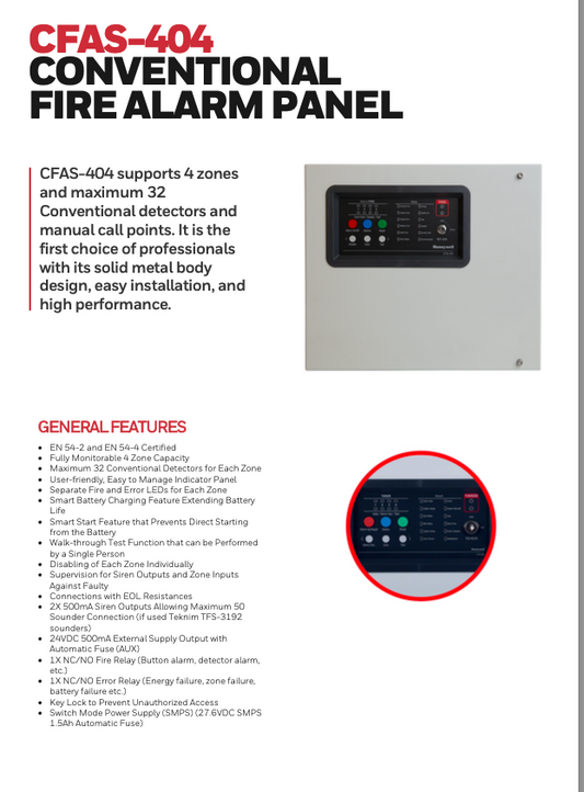 2 Zone / 4 Zone Conventional Fire Alarm Control Panel Make : Honeywell