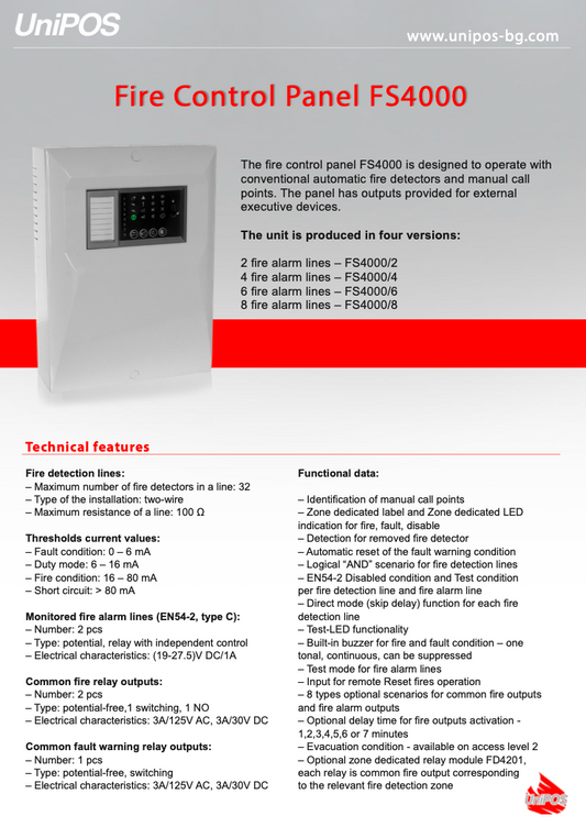 Conventional Fire Control Panel Make : UNIPOS - EUROPE